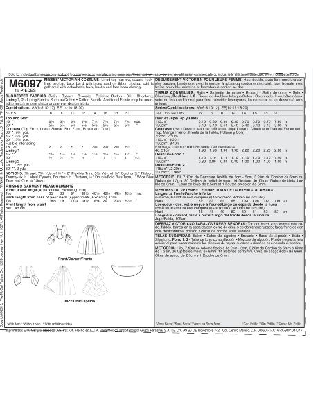 Patron McCall's 6097.AA - Déguisement victorien