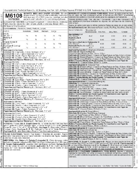Patron McCall's 6108.OS - Bavoirs et cache-couches