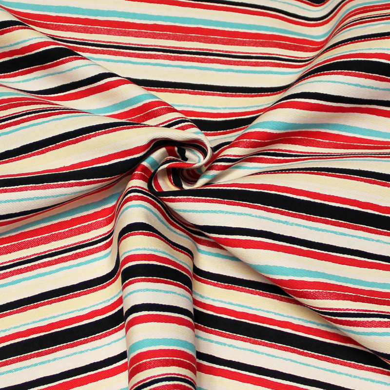 Gabardine coton & élasthanne - Rayure multicolore