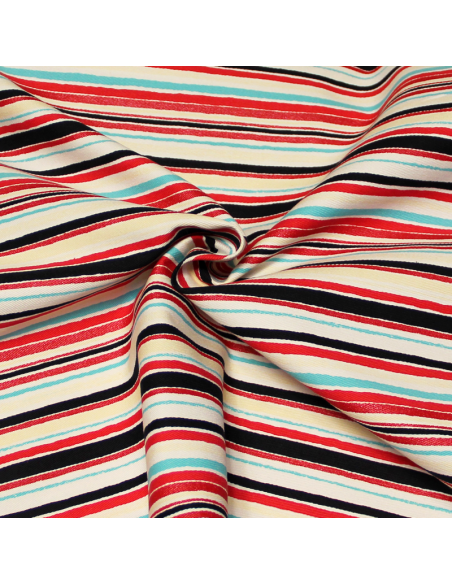 Gabardine coton & élasthanne - Rayure multicolore