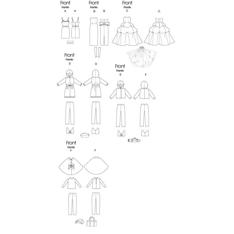 Patron McCall's 6258.OS - Vêtements de mode pour poupée de 46cm