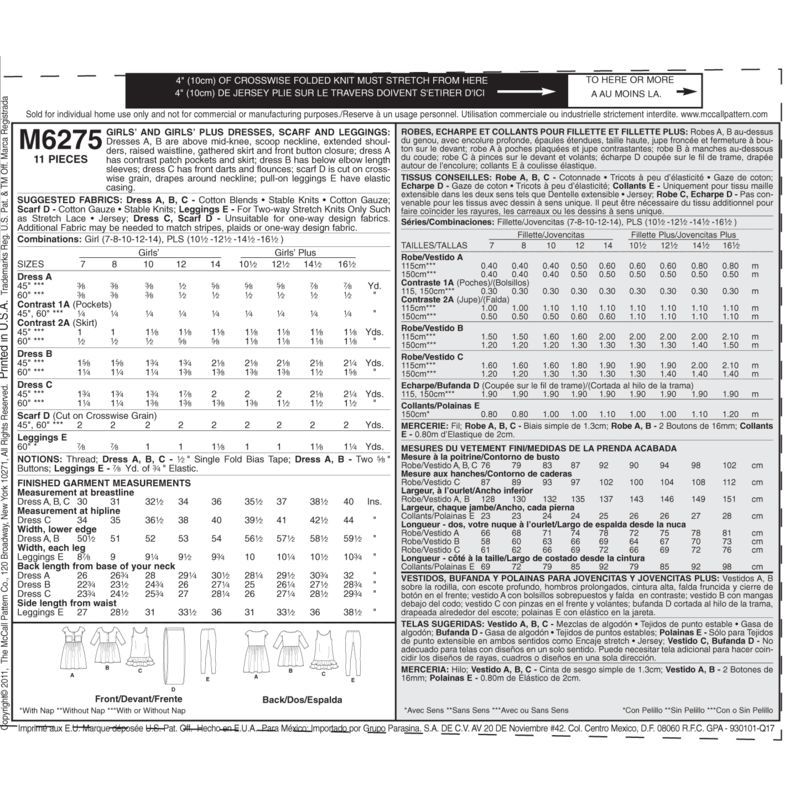 Patron McCall's 6275.GIRLS - Robe