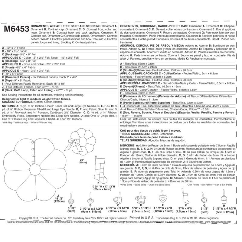 Patron McCall's 6453.OS - Décoration de Noël