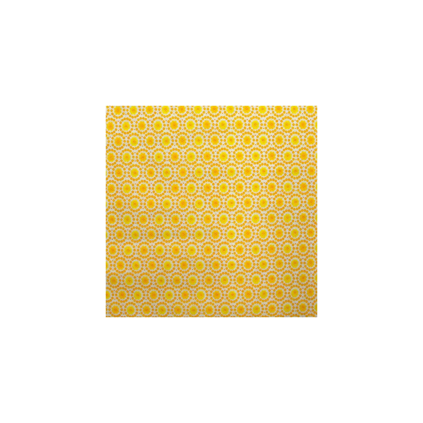 Tissu Coton imprimé fleurs et ronds jaune
