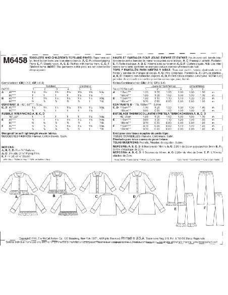 Patron McCall's 6458.CB - Haut et pantalon
