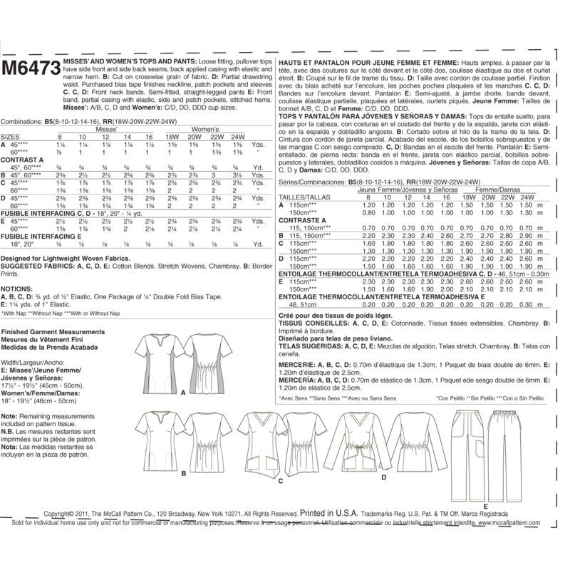 Patron McCall's 6473.B5 - Haut et pantalon