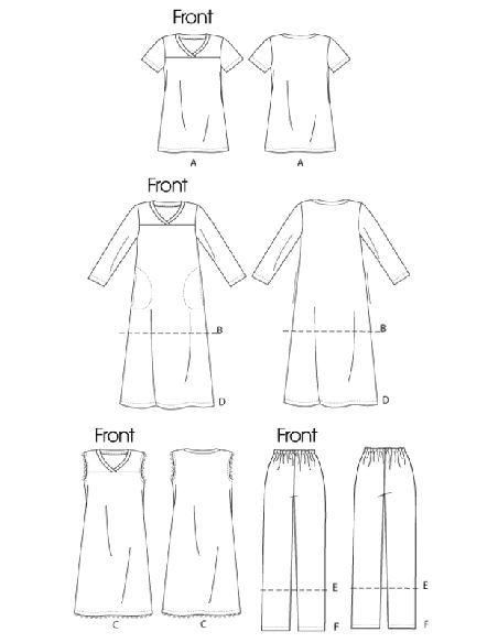 Patron McCall's 6474.B5 - Haut, tunique, chemise de nuit et pantalon