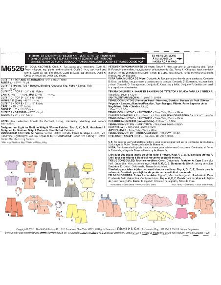 Patron McCall's 6526.OSZ - Vêtements pour poupée de 46cm