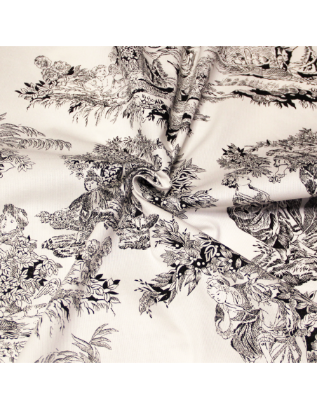 Piqué 100% coton milleraies - Toile de jouy noir