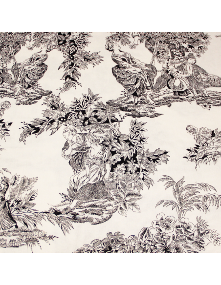 Piqué 100% coton milleraies - Toile de jouy noir