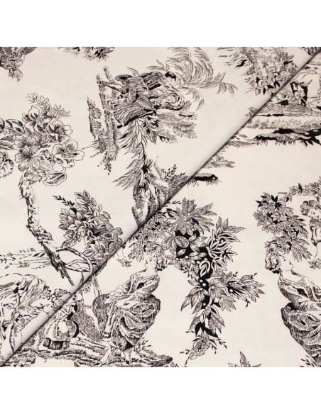 Piqué 100% coton milleraies - Toile de jouy noir