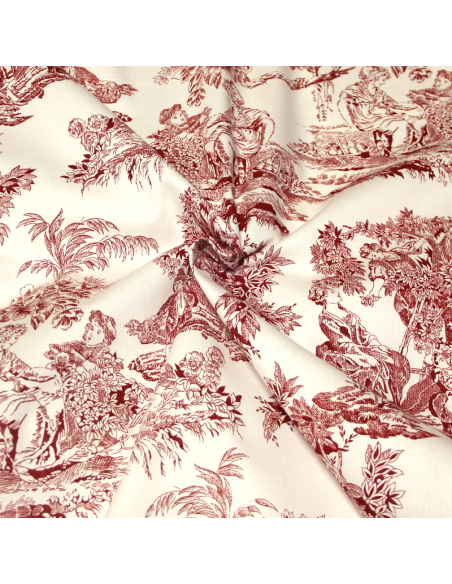 Piqué 100% coton milleraies - Toile de jouy bordeaux