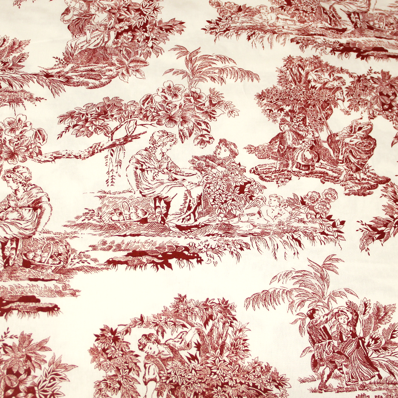 Piqué 100% coton milleraies - Toile de jouy bordeaux