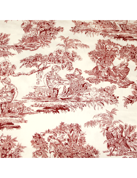 Piqué 100% coton milleraies - Toile de jouy bordeaux
