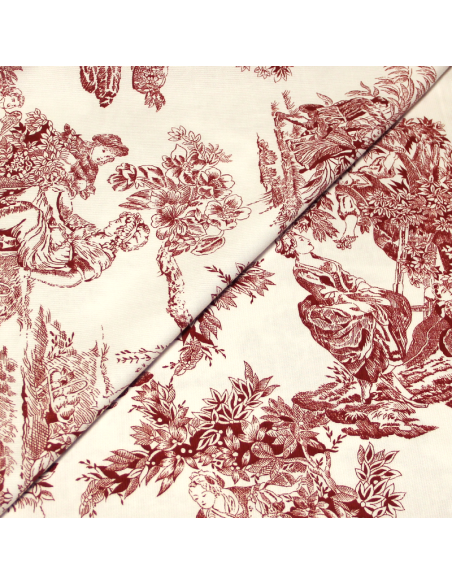 Piqué 100% coton milleraies - Toile de jouy bordeaux