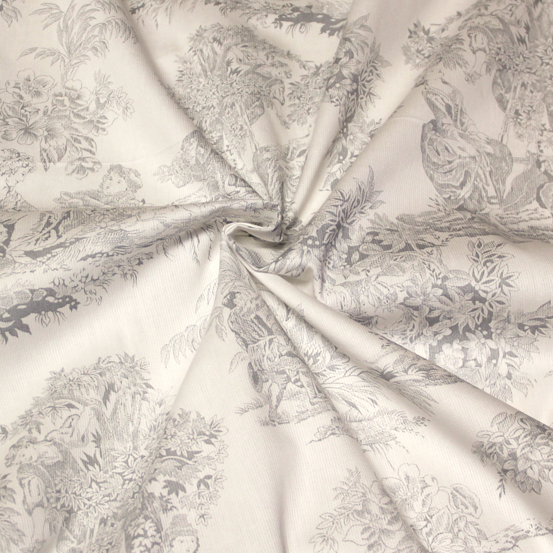Piqué 100% coton milleraies - Toile de jouy gris