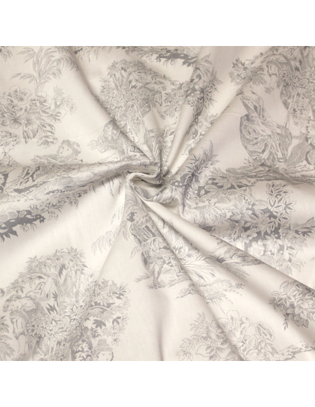 Piqué 100% coton milleraies - Toile de jouy gris