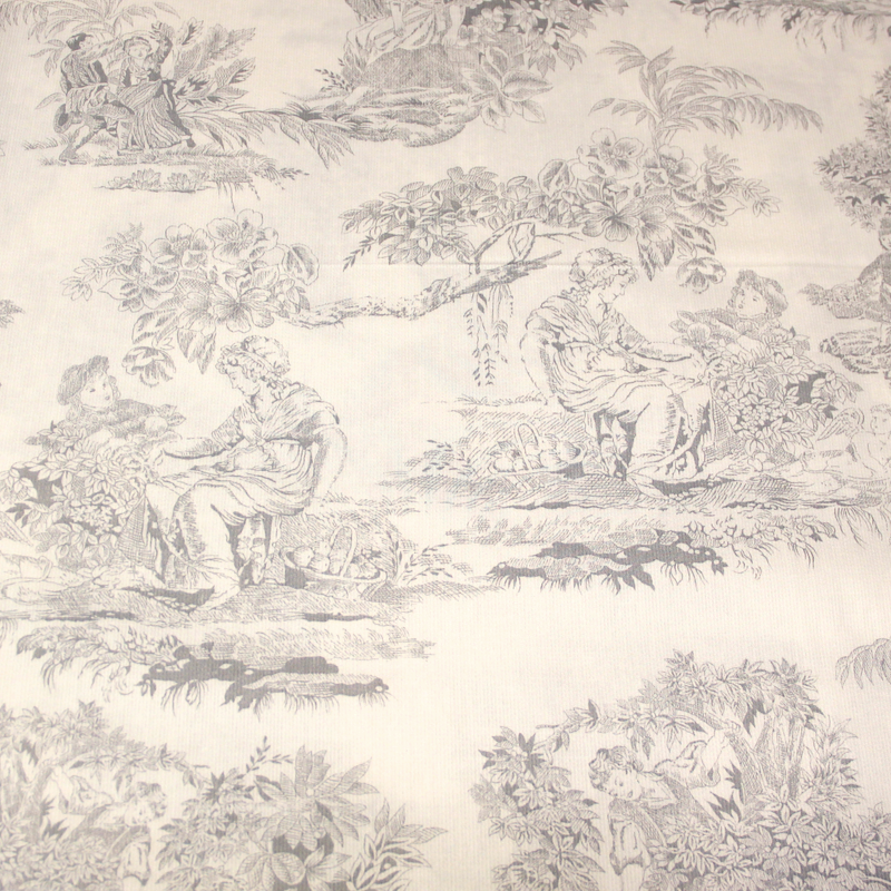 Piqué 100% coton milleraies - Toile de jouy gris