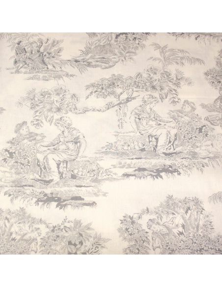 Piqué 100% coton milleraies - Toile de jouy gris