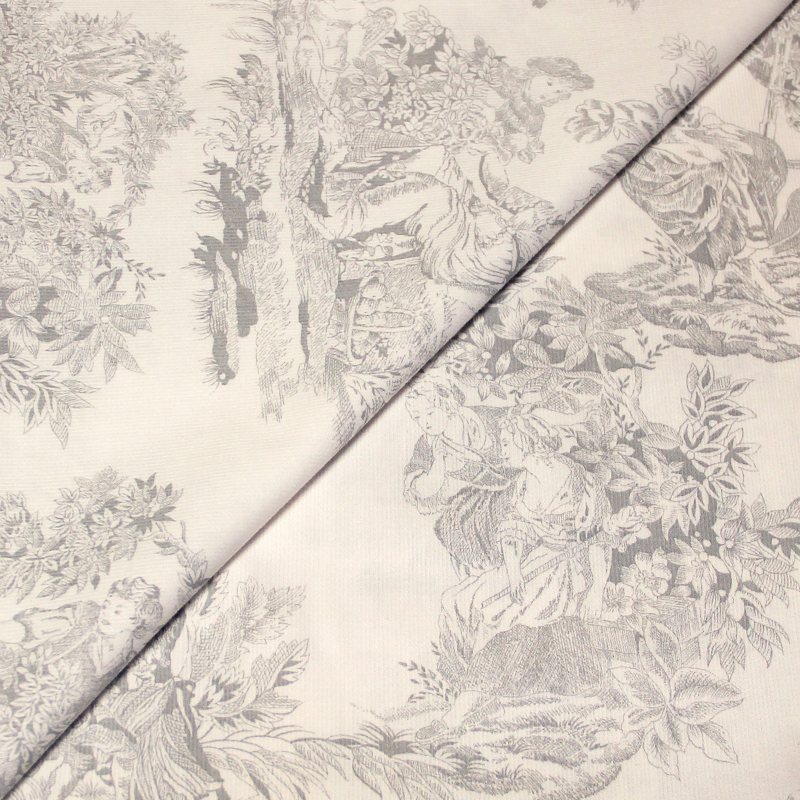 Piqué 100% coton milleraies - Toile de jouy gris