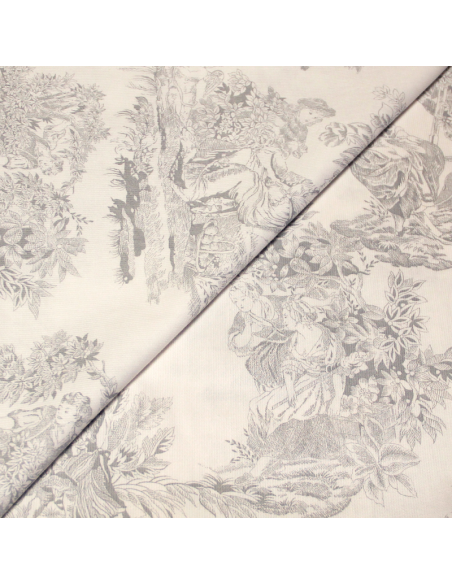 Piqué 100% coton milleraies - Toile de jouy gris