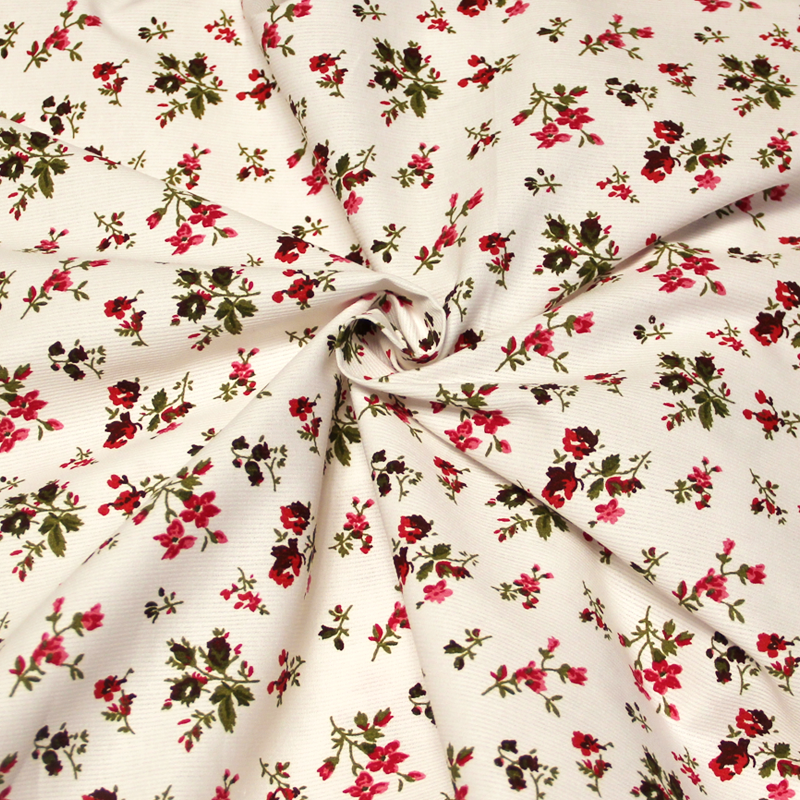 Piqué 100% coton milleraies - Bouquet rose & rouge