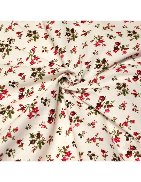 Piqué 100% coton milleraies - Bouquet rose & rouge