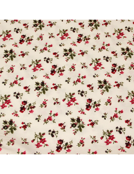 Piqué 100% coton milleraies - Bouquet rose & rouge