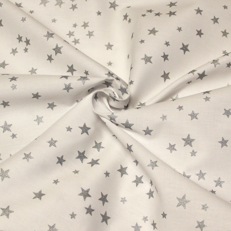 Piqué 100% coton milleraies - Étoile pailletée argenté