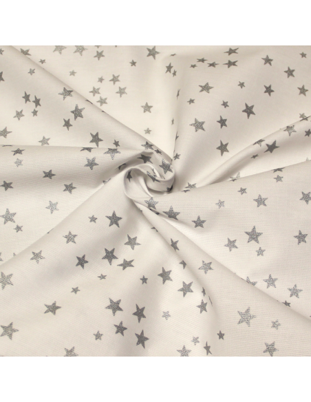 Piqué 100% coton milleraies - Étoile pailletée argenté