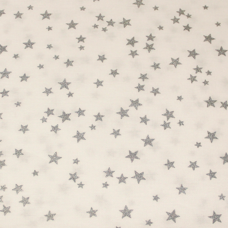 Piqué 100% coton milleraies - Étoile pailletée argenté