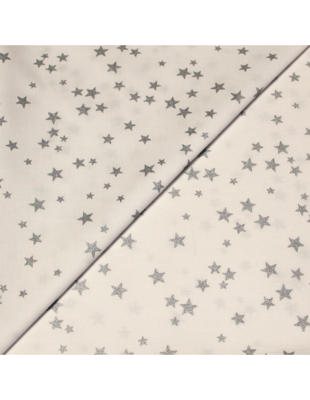 Piqué 100% coton milleraies - Étoile pailletée argenté