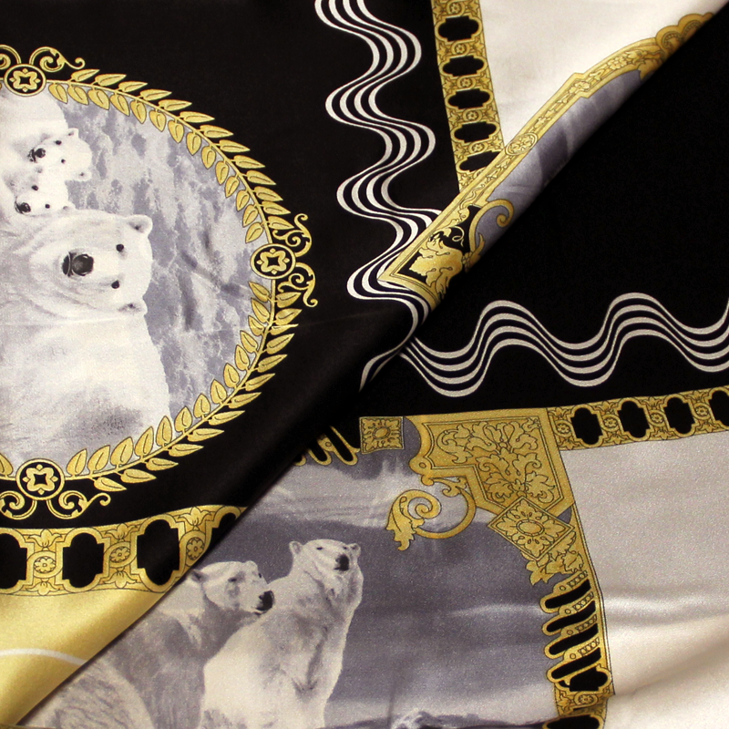 Panneaux satin 100% soie - Ours polaire