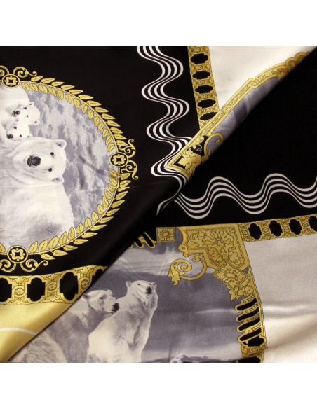Panneaux satin 100% soie - Ours polaire