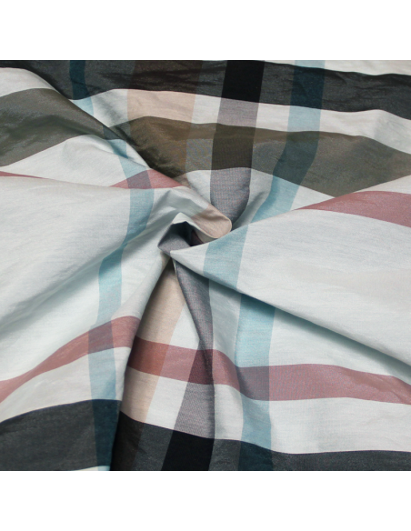 Taffetas de coton - Carreaux multicolore fond ciel