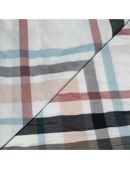 Taffetas de coton - Carreaux multicolore fond ciel