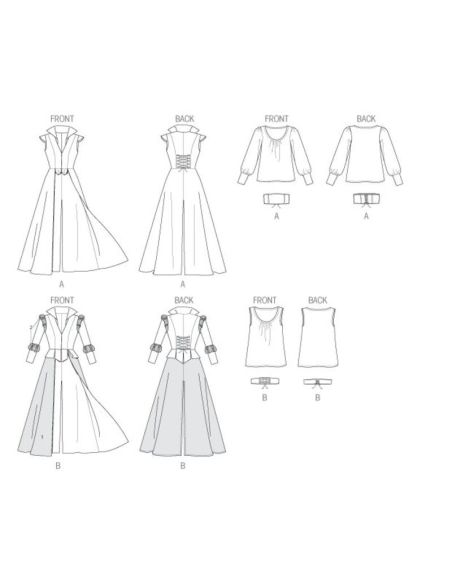 Patron McCall's 6819.A5 - Manteau, haut, corset et ceinture