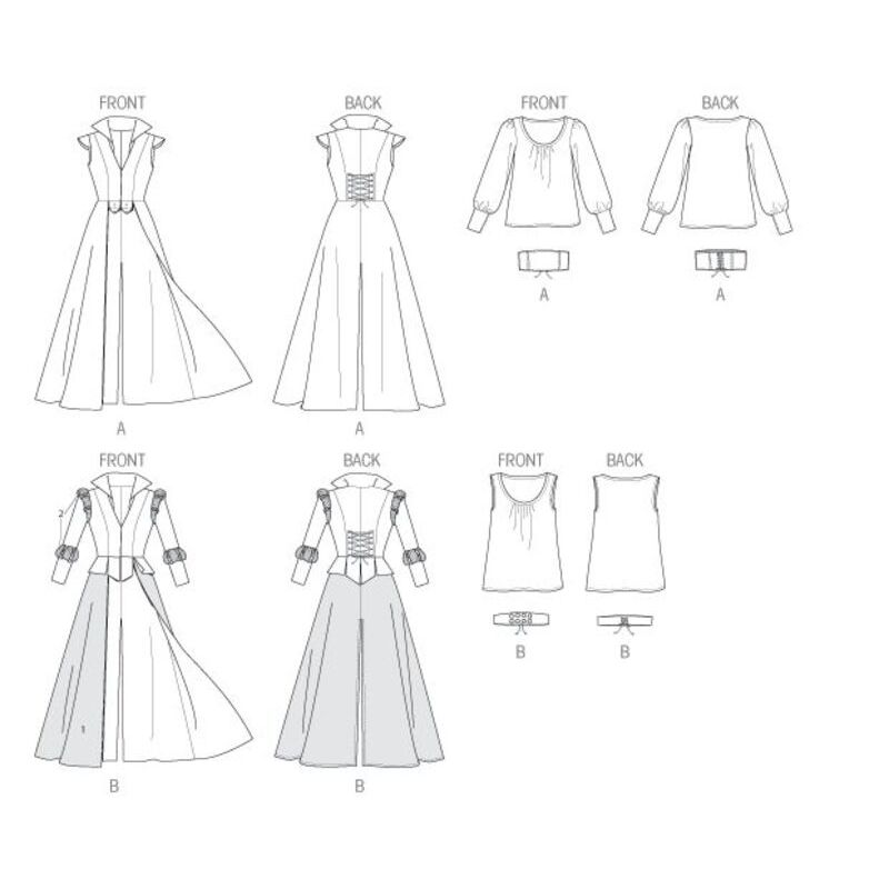 Patron McCall's 6819.A5 - Manteau, haut, corset et ceinture