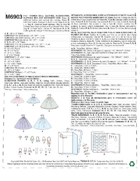 Patron McCall's 6903.OSZ - Vêtements pour poupée de 30cm