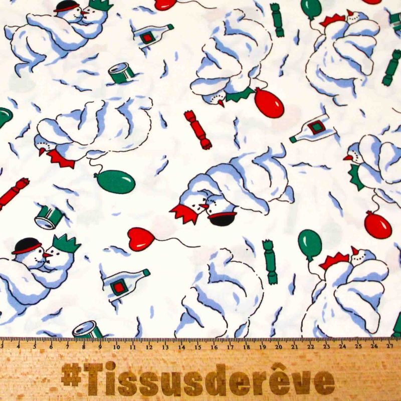 Cretonne 100% coton - Bonhomme de neige