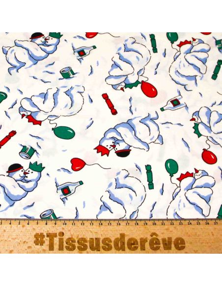 Cretonne 100% coton - Bonhomme de neige