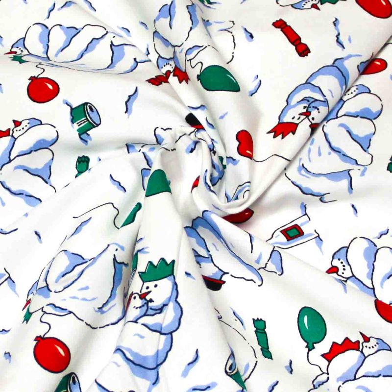 Cretonne 100% coton - Bonhomme de neige