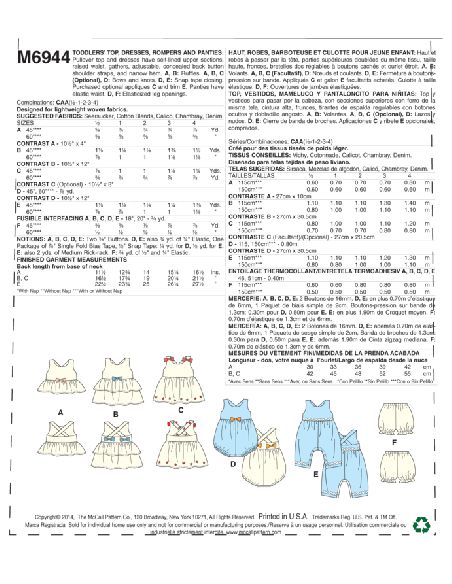 Patron McCall's 6944.CAA - Haut, robe, baboteuse et culotte