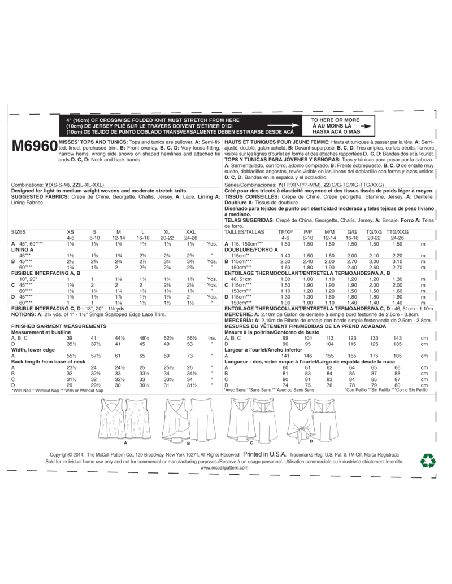 Patron McCall's 6960.Y - Haut et tunique