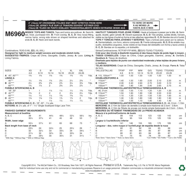 Patron McCall's 6960.Y - Haut et tunique