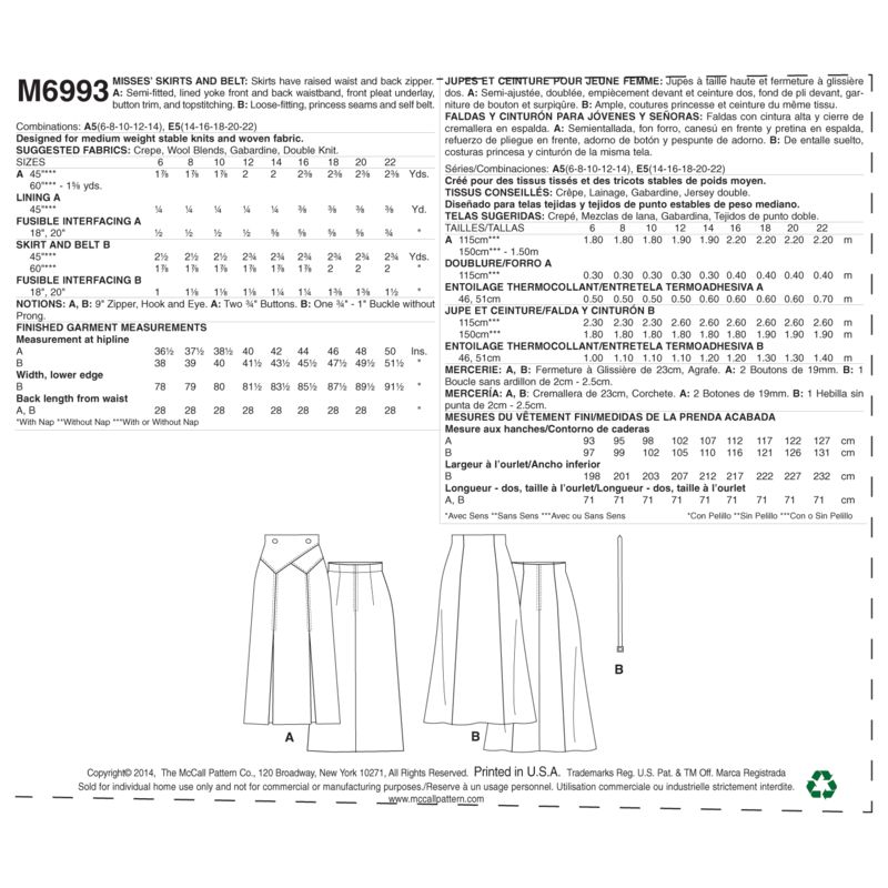 Patron McCall's 6993.A5 - Jupe