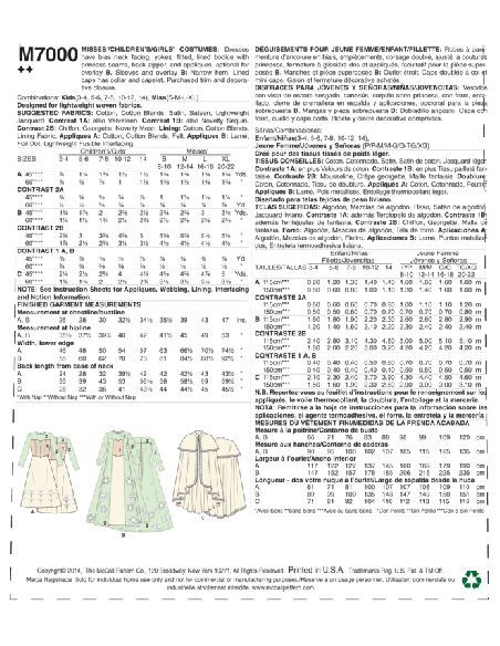 Patron McCall's 7000.KIDS - Déguisement