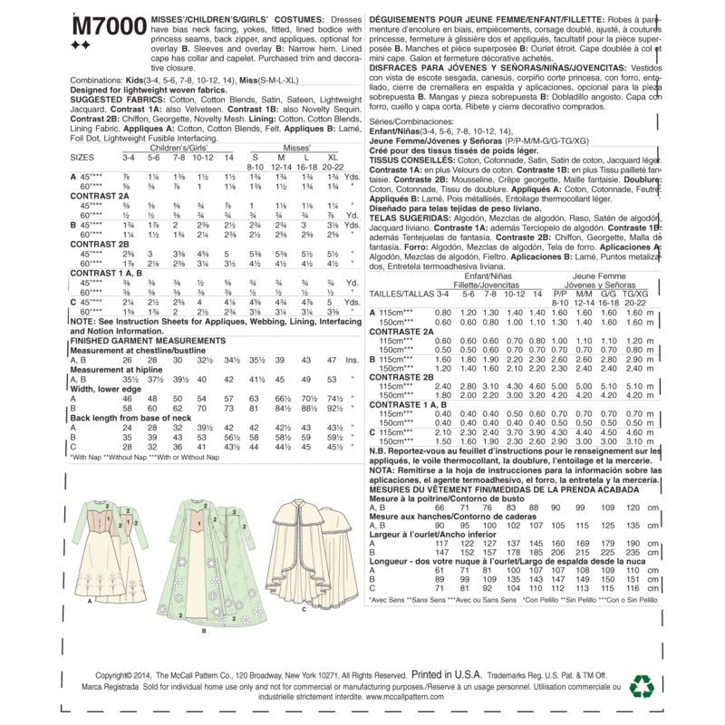 Patron McCall's 7000.KIDS - Déguisement