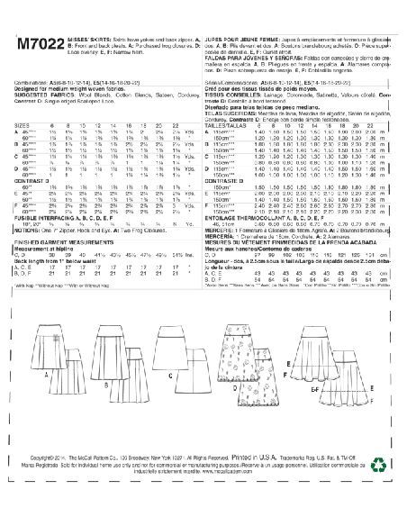 Patron McCall's 7022.A5 - Jupes