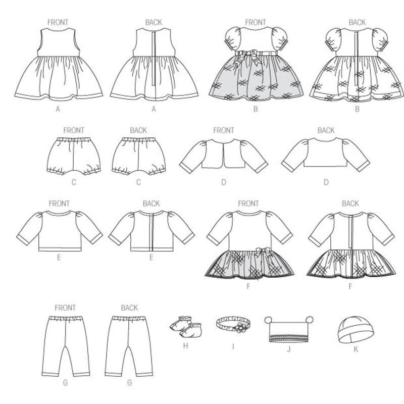 Patron McCall's 7066.OSZ - Vêtements pour poupée bébé de 28cm